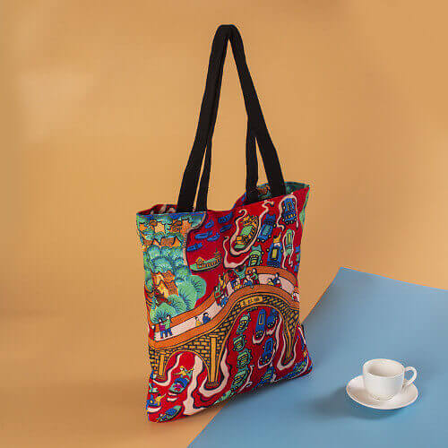canvas tote bag with compartments